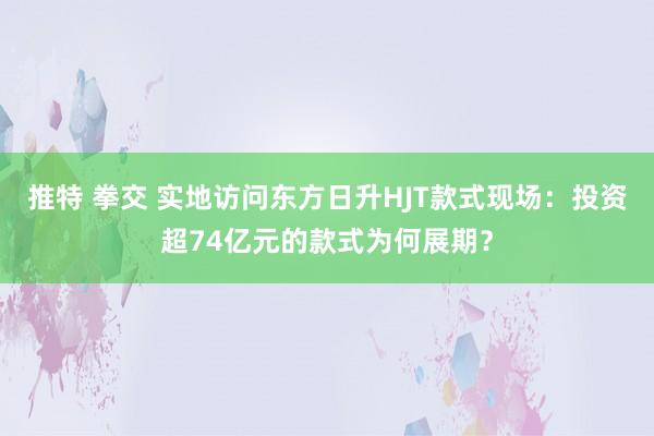 推特 拳交 实地访问东方日升HJT款式现场：投资超74亿元的款式为何展期？