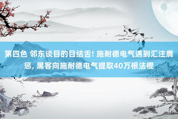 第四色 邻东谈目的目结舌! 施耐德电气遇到汇注膺惩， 黑客向施耐德电气提取40万根法棍