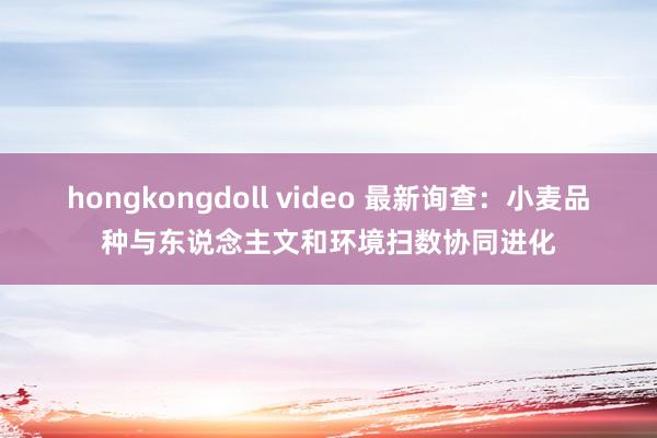 hongkongdoll video 最新询查：小麦品种与东说念主文和环境扫数协同进化