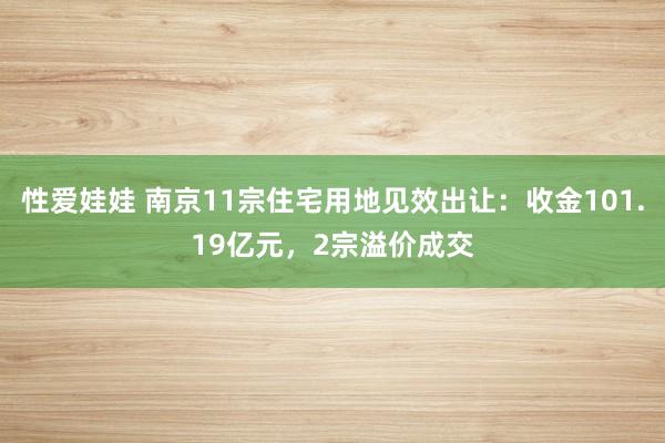 性爱娃娃 南京11宗住宅用地见效出让：收金101.19亿元，2宗溢价成交