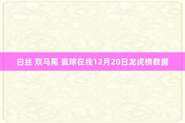 白丝 双马尾 寰球在线12月20日龙虎榜数据
