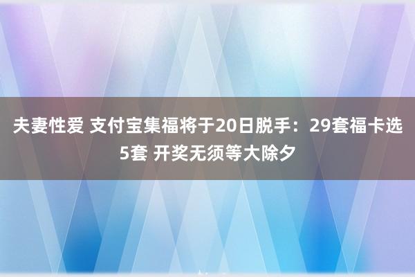 夫妻性爱 支付宝集福将于20日脱手：29套福卡选5套 开奖无须等大除夕