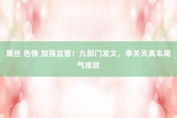 黑丝 色情 加强监管！九部门发文，事关天真车尾气排放