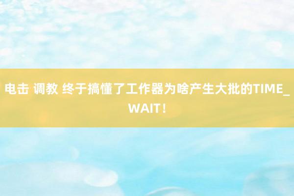 电击 调教 终于搞懂了工作器为啥产生大批的TIME_WAIT！