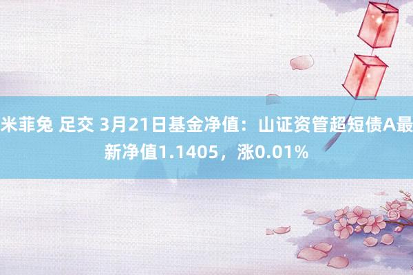 米菲兔 足交 3月21日基金净值：山证资管超短债A最新净值1.1405，涨0.01%