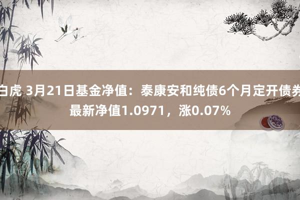 白虎 3月21日基金净值：泰康安和纯债6个月定开债券最新净值1.0971，涨0.07%