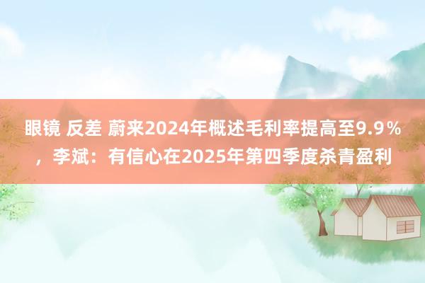 眼镜 反差 蔚来2024年概述毛利率提高至9.9％，李斌：有信心在2025年第四季度杀青盈利