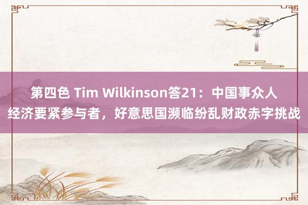 第四色 Tim Wilkinson答21：中国事众人经济要紧参与者，好意思国濒临纷乱财政赤字挑战