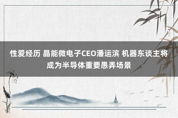 性爱经历 晶能微电子CEO潘运滨 机器东谈主将成为半导体重要愚弄场景