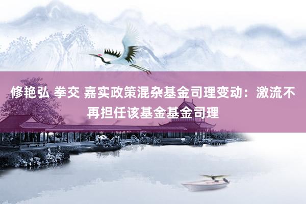 修艳弘 拳交 嘉实政策混杂基金司理变动：激流不再担任该基金基金司理