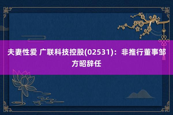 夫妻性爱 广联科技控股(02531)：非推行董事邹方昭辞任