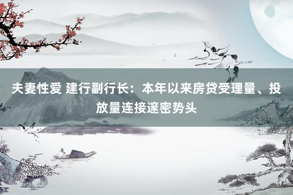 夫妻性爱 建行副行长：本年以来房贷受理量、投放量连接邃密势头