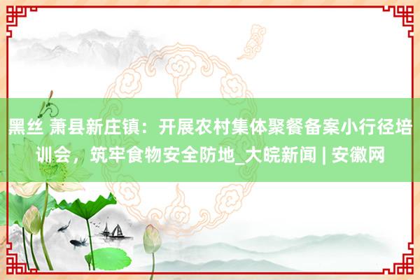 黑丝 萧县新庄镇：开展农村集体聚餐备案小行径培训会，筑牢食物安全防地_大皖新闻 | 安徽网