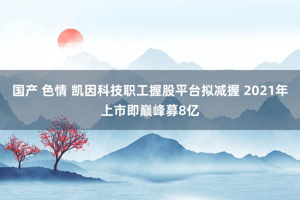 国产 色情 凯因科技职工握股平台拟减握 2021年上市即巅峰募8亿